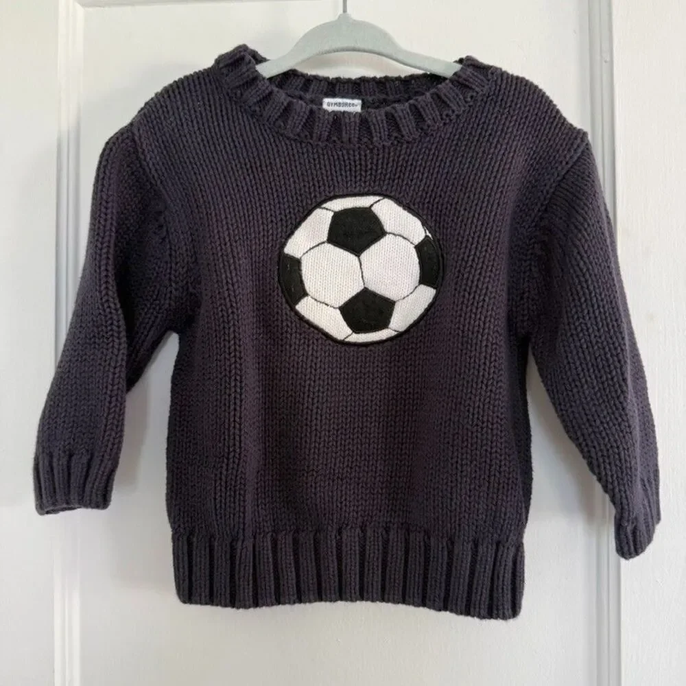 Vintage Gymboree Sweater Soccer Ball Baby Size 12–18m Knit 100% Cotton 2003 Navy